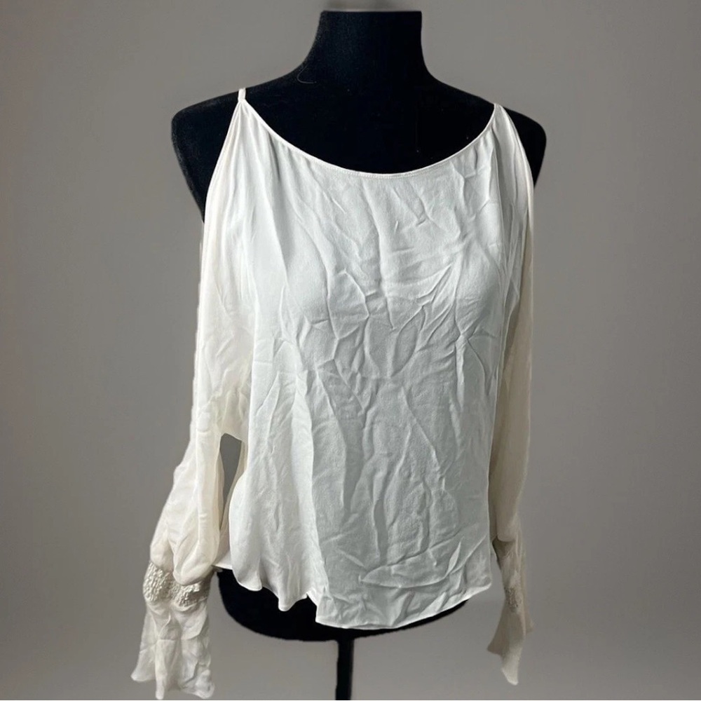 Jennifer Hope 100% silk cold shoulder ‎ blouse XS
